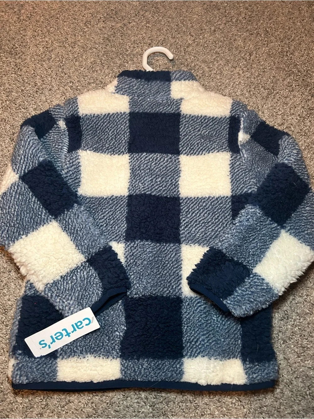 Carter's Navy, Cream & Gray Buffalo Plaid Sherpa Pullover